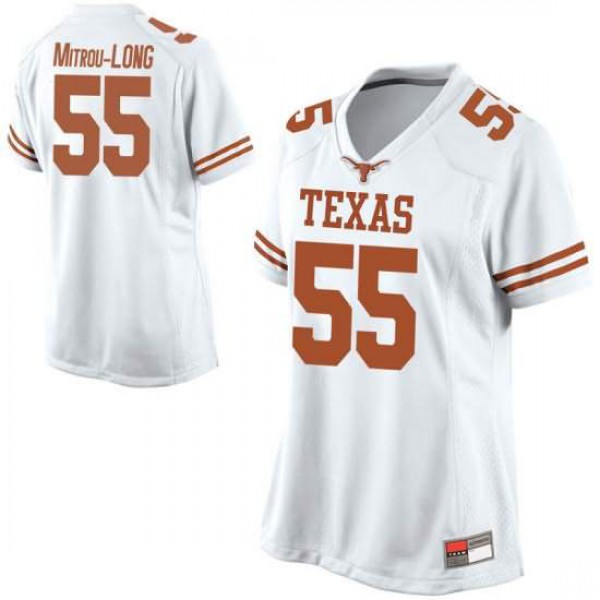 Women's University of Texas #55 Elijah Mitrou-Long Replica Football Jersey White